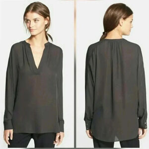 Vince Slit crepe Silk popover blouse
